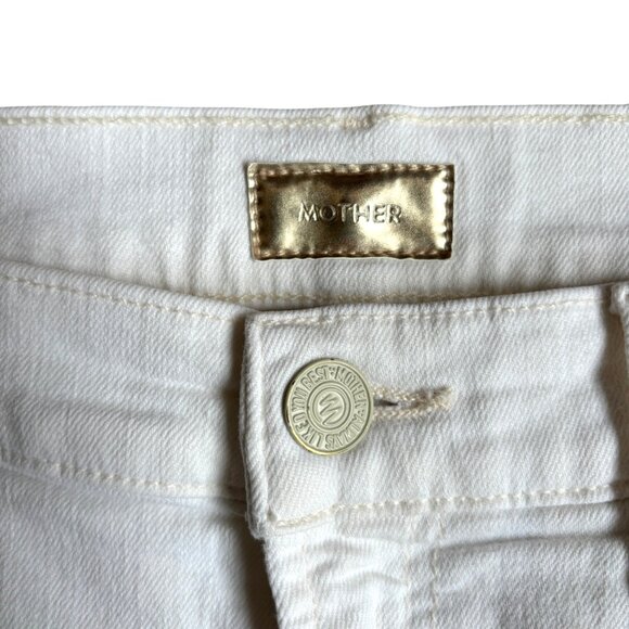 MOTHER Cropped Jean Size 25 The Dropout White/Whipping The Cream Cropped Stretch - Picture 6 of 11